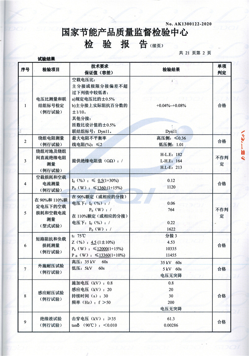 高低压试验报告-S11-1250涞水涞水涞水油浸式变压器-2.jpg